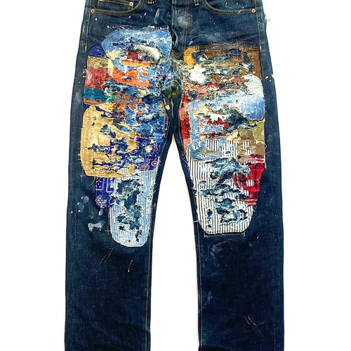 Denim remake boro patchwork repair ロングパンツ Nayadenim 通販