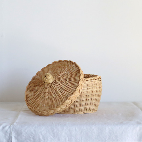 蓋つきかご メリーゴーランド ラタン/籐編みカゴ その他インテリア雑貨