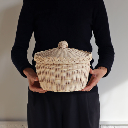 蓋つきかご メリーゴーランド ラタン/籐編みカゴ その他インテリア雑貨