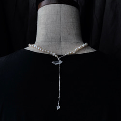【カレンシルバー】『凛』淡水パールのネックレス(バロック) 6枚目の画像