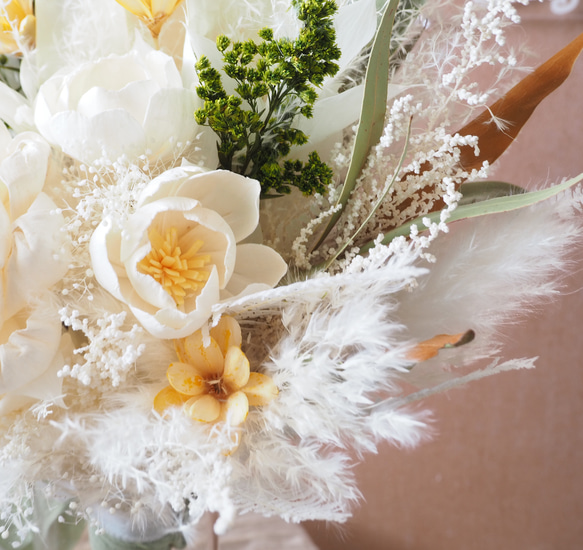 【受注制作】ウェディングブーケ　ブートニア　ヘッドドレス　結婚式　前撮り　スワッグ　インテリア　ギフト　お祝い 4枚目の画像