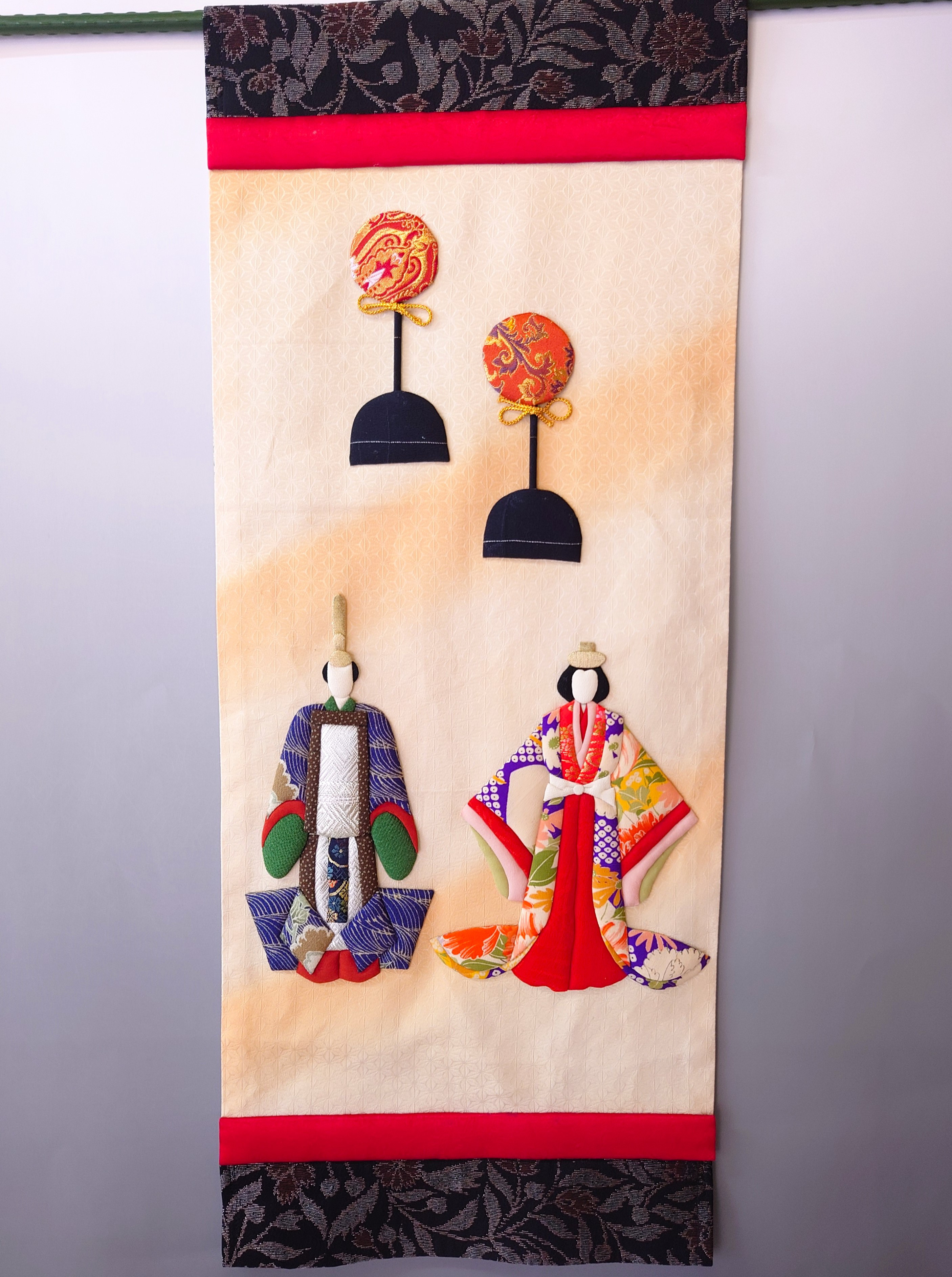 タベストリーお雛様アンティーク 出来上がり】お雛様のタペストリー その他インテリア雑貨 和小物キット