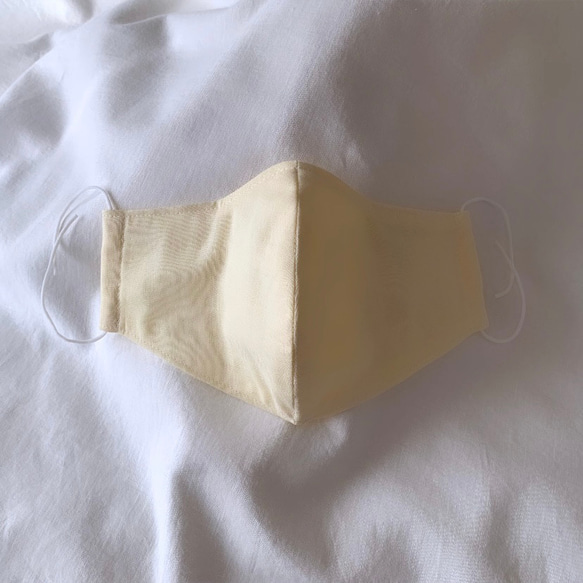 【ﾘﾆｭｰｱﾙ】くが屋の『いつも私が製作中に使っている苦しくない立体マスク』日本製ダブルガーゼ･クリームレモン 1枚目の画像