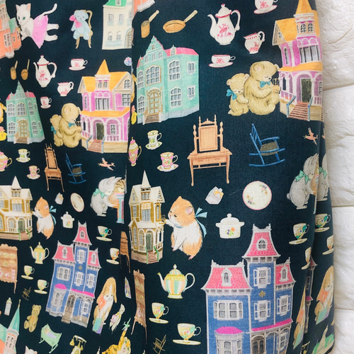 ❤️yukiemon七色ドールハウスネイビー柄ビッグトートバッグ