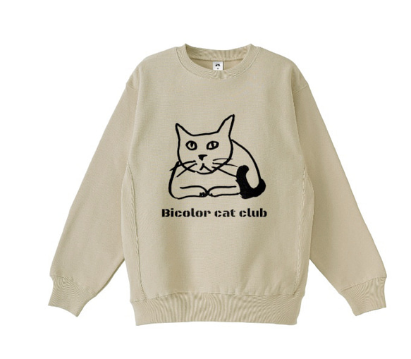 Bicolor Cat Club 白黒猫クラブ トレーナー ゆるめ　裏起毛　スウェット　ユニセックス　 イラスト ネコ 4枚目の画像