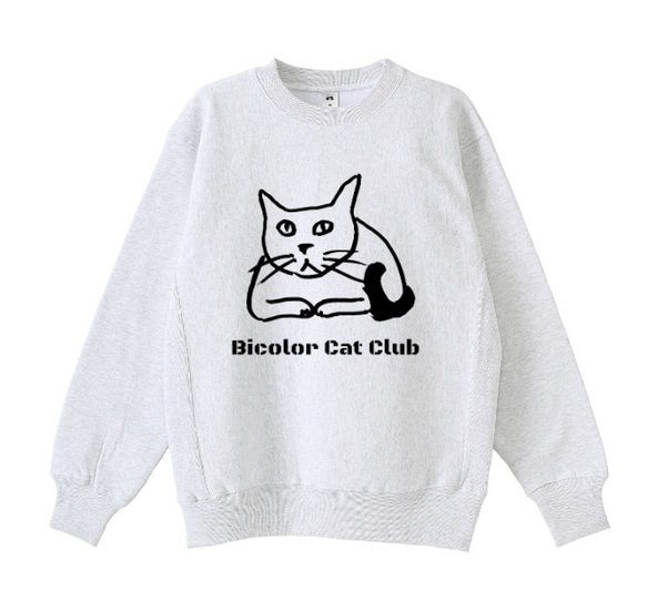 Bicolor Cat Club 白黒猫クラブ トレーナー ゆるめ　裏起毛　スウェット　ユニセックス　 イラスト ネコ 3枚目の画像