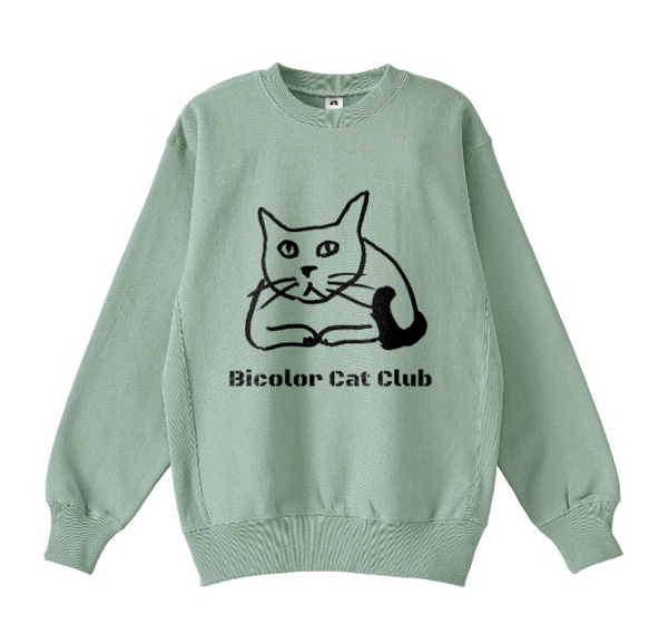 Bicolor Cat Club 白黒猫クラブ トレーナー ゆるめ　裏起毛　スウェット　ユニセックス　 イラスト ネコ 6枚目の画像