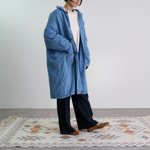 Momonga 羊毛大衣/淺藍色/遠州紡織 第12張的照片