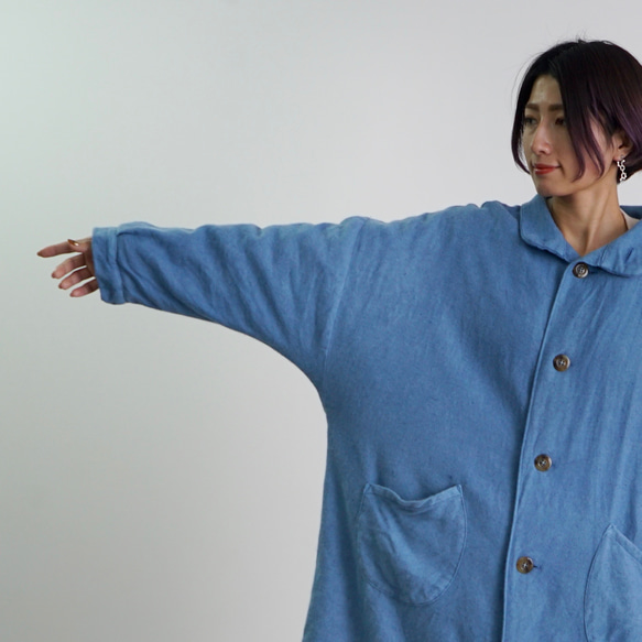 Momonga 羊毛大衣/淺藍色/遠州紡織 第9張的照片