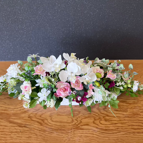 胡蝶蘭陶器アレンジ テーブルセンター アーティフィシャルフラワー