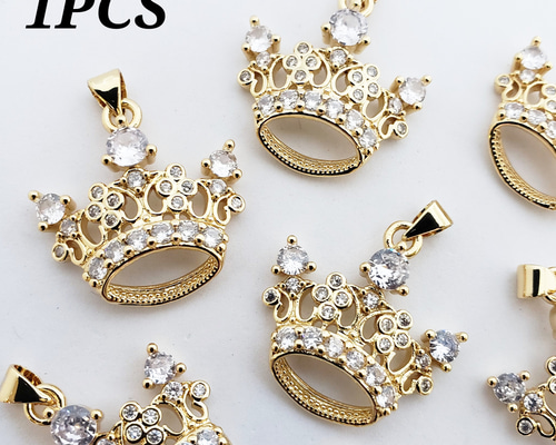 王冠 ゴールド 10個セット 1個 王冠 クラウン 女王 キング 18KGP キュービックジルコニア パーツ