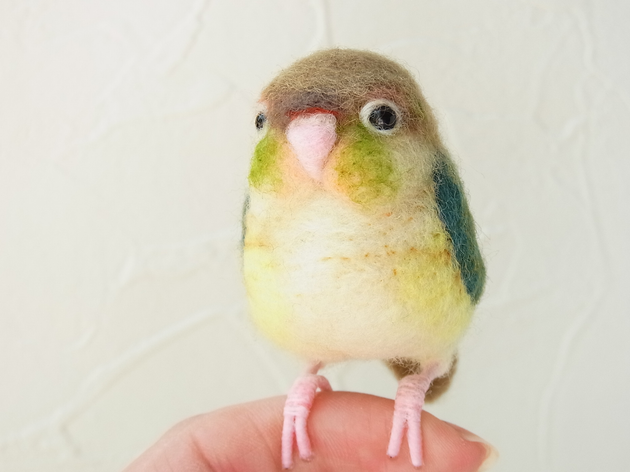 オーダーメイド　瞳うるるんウロコインコ　手乗りorブローチ　羊毛フェルト　うちの子オーダー