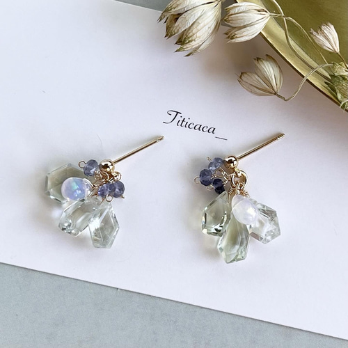 belle fleur グリーンアメジストとエチオピアンオパール【ピアス  