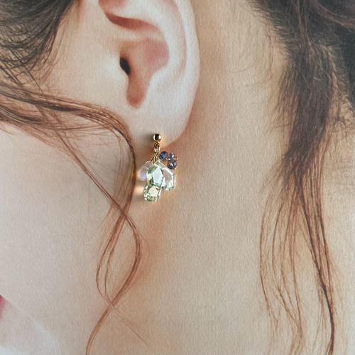 belle fleur グリーンアメジストとエチオピアンオパール【ピアス  