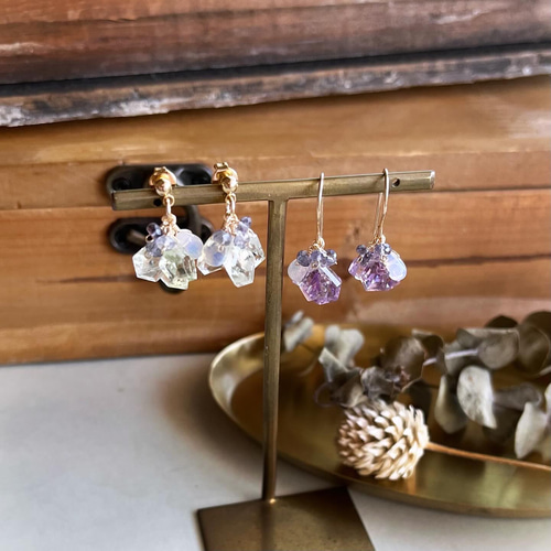 belle fleur グリーンアメジストとエチオピアンオパール【ピアス  