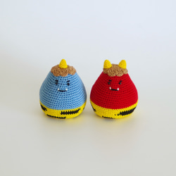 【yuj - süß line】節分　あみぐるみの赤鬼さんと青鬼さん　節分飾り　季節の飾りもの　鬼 4枚目の画像