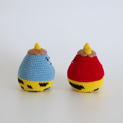 【yuj - süß line】節分　あみぐるみの赤鬼さんと青鬼さん　節分飾り　季節の飾りもの　鬼 2枚目の画像