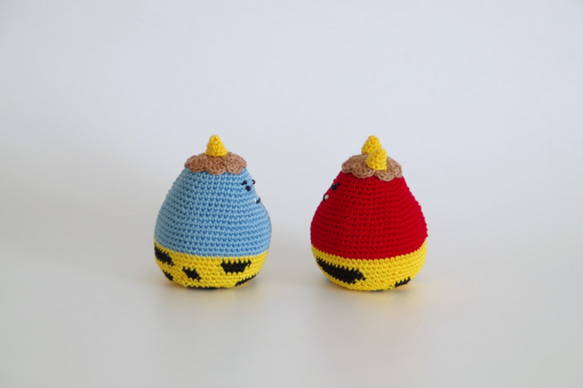 【yuj - süß line】節分　あみぐるみの赤鬼さんと青鬼さん　節分飾り　季節の飾りもの　鬼 2枚目の画像