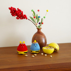 【yuj - süß line】節分　あみぐるみの赤鬼さんと青鬼さん　節分飾り　季節の飾りもの　鬼 8枚目の画像