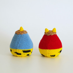 【yuj - süß line】節分　あみぐるみの赤鬼さんと青鬼さん　節分飾り　季節の飾りもの　鬼 3枚目の画像