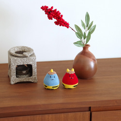 【yuj - süß line】節分　あみぐるみの赤鬼さんと青鬼さん　節分飾り　季節の飾りもの　鬼 5枚目の画像