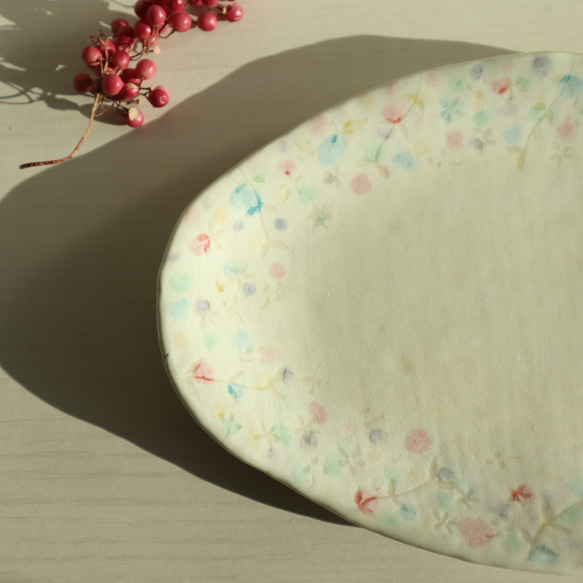 粉雪シリーズ　楕円のプレート皿 2枚目の画像