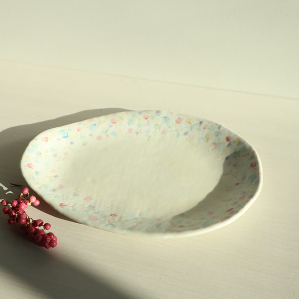 粉雪シリーズ　楕円のプレート皿 1枚目の画像