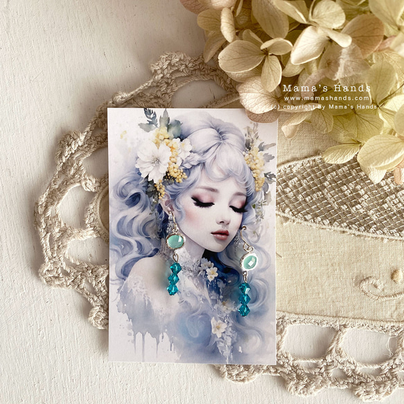時尚含羞草花和美麗的女人插畫藝術配件安裝留言卡 9 件 第4張的照片