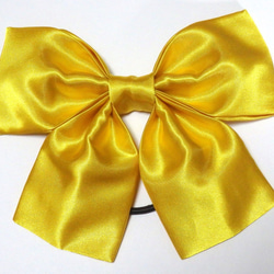 シュシュ サテン ヘアゴム 黄色 イエロー ヘアアレンジ ヘアアクセ 髪
