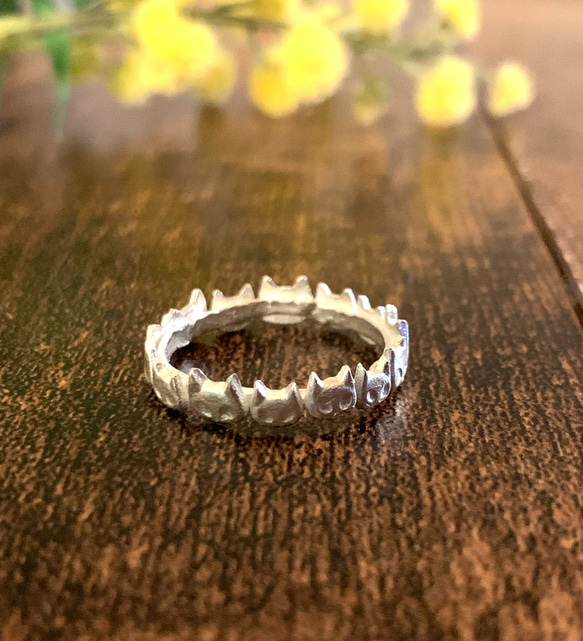 純銀】ぐるっと猫リング エタニティリング 猫の集会 silver999 銀粘土