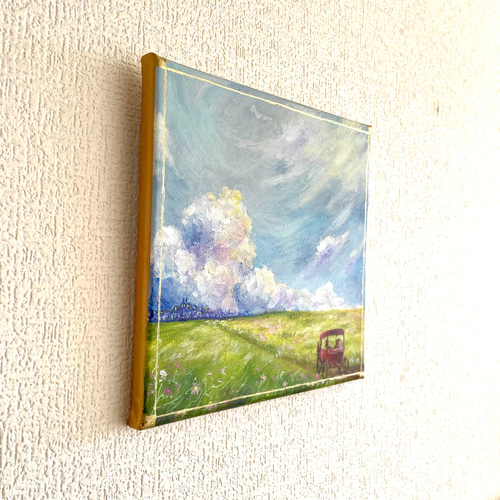 アクリル原画】366/3 花畑の道を通る馬車 絵画 棉月 水香子 通販