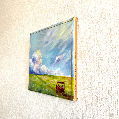 アクリル原画】366/3 花畑の道を通る馬車 絵画 棉月 水香子 通販