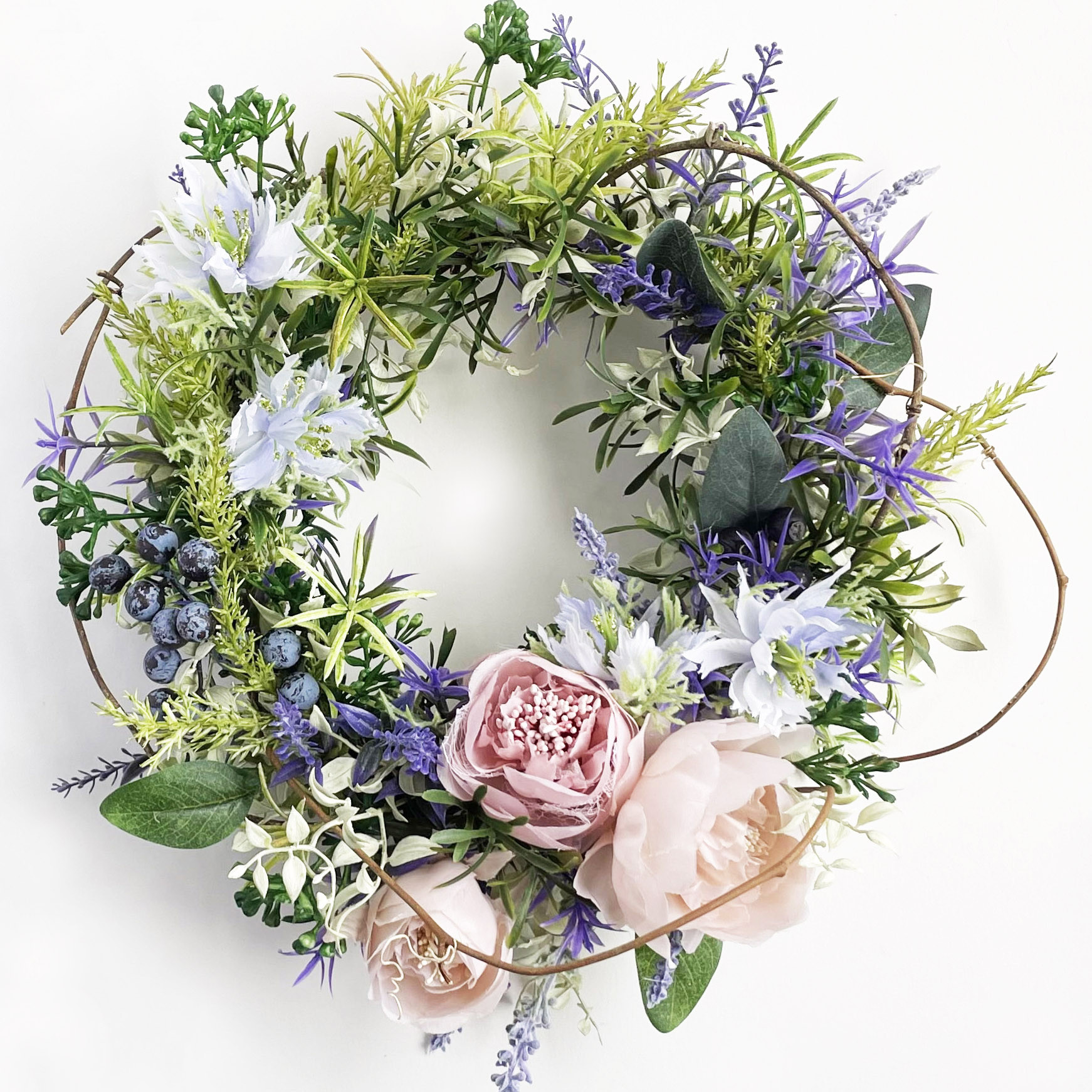 新作 ラナンキュラスとラベンダーリース  spwr-18  ボリュームある 28cm 送料無料