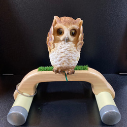 中型猛禽パーチボウパーチ（卓上用）　ケヤキ色　　フクロウ、ハヤブサ 中型猛禽ボウパーチ（卓上用）ナチュラル、 ケヤキ、ライトオーク