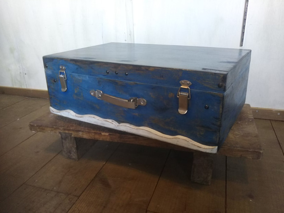 トランク形収納インテリア小物収納木製アンティーク風シャビーダメージ加工