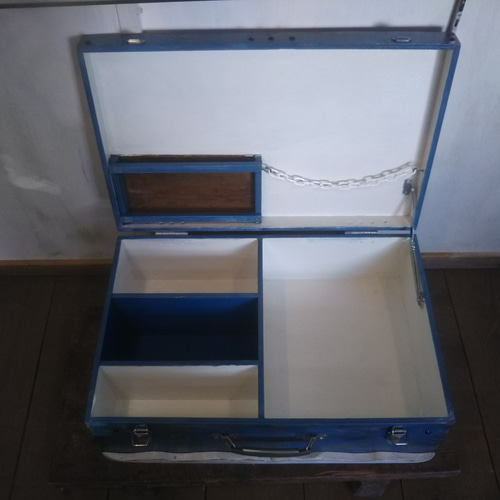 トランク形収納インテリア小物収納木製アンティーク風シャビーダメージ加工