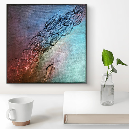 Earth - 抽象画 18×18㎝ 【S0】 原画1点のみ テクスチャ