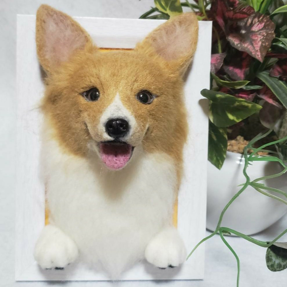 犬 羊毛フェルト コーギーちゃん ame