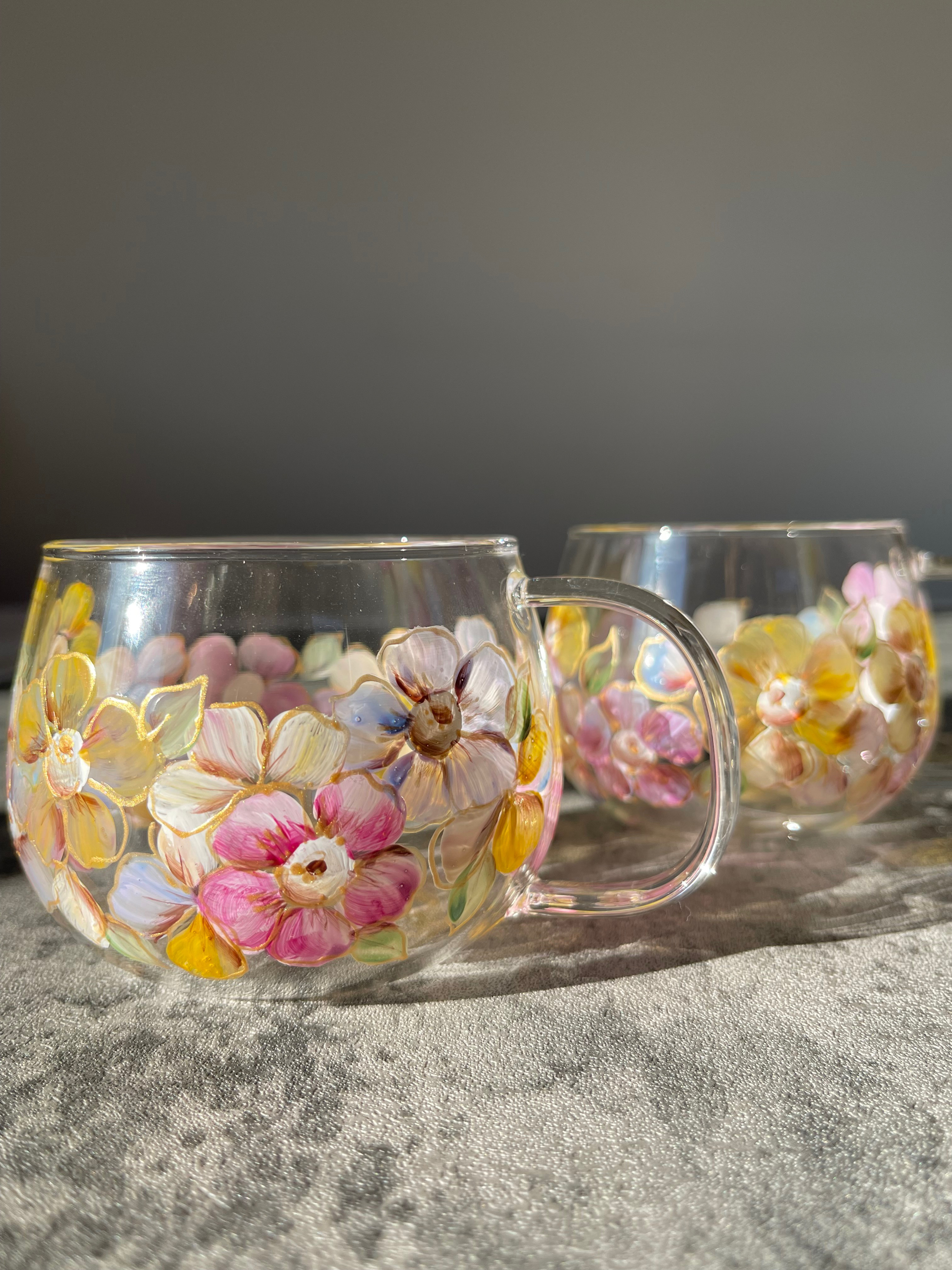 再販×2新作のフラワー グラスマグカップ