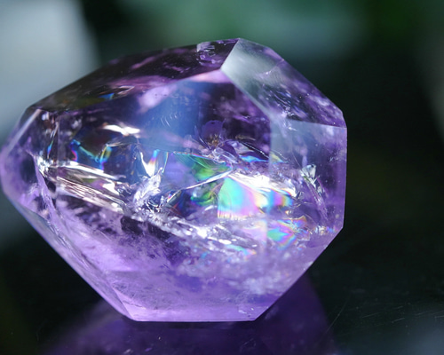 びっしりインクルージョン☆レインボー☆アメジスト原石s1092 天然石