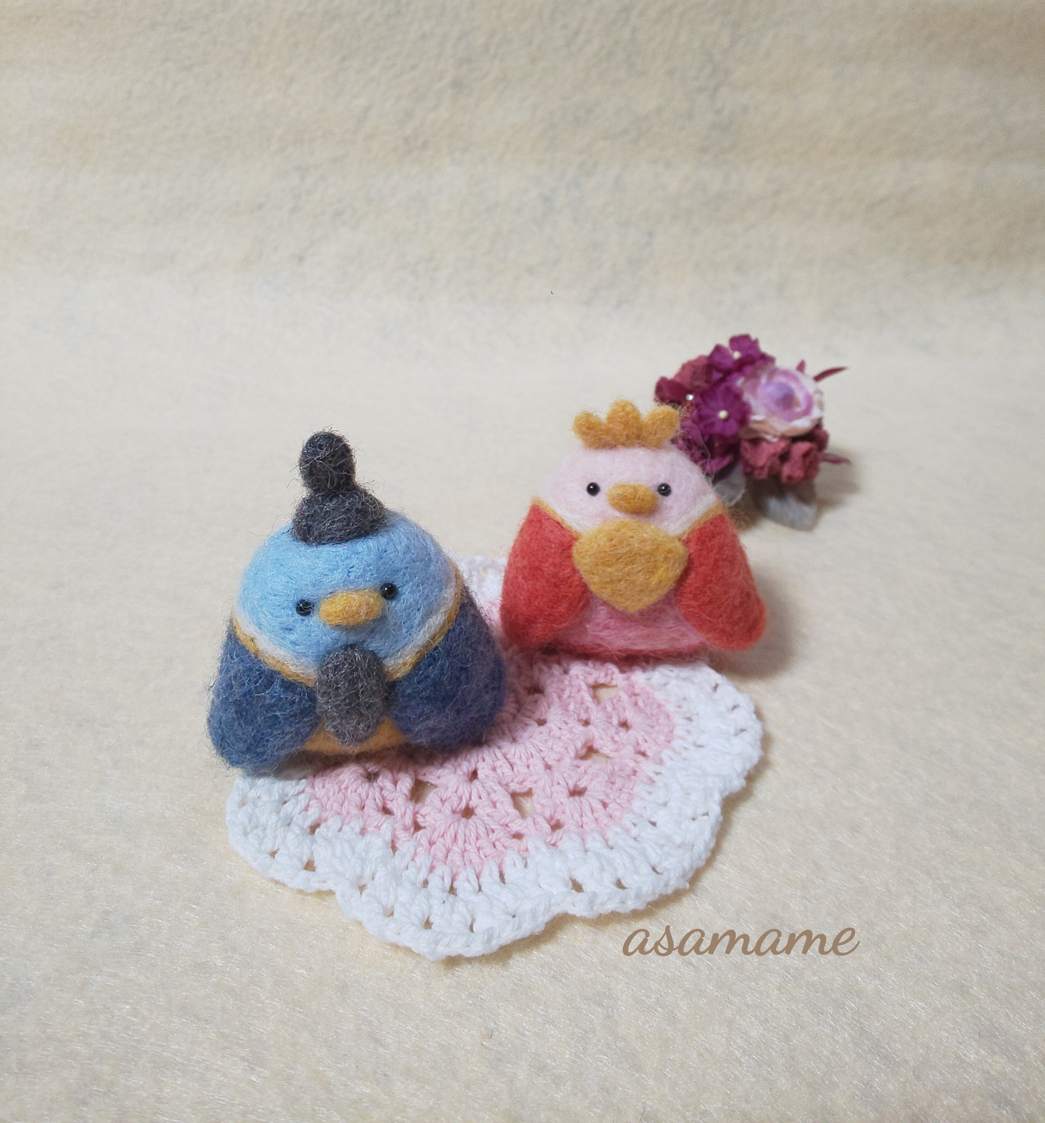 つぶらな瞳のペンギンさん 雛人形 ひな人形 羊毛フェルト ひなまつり