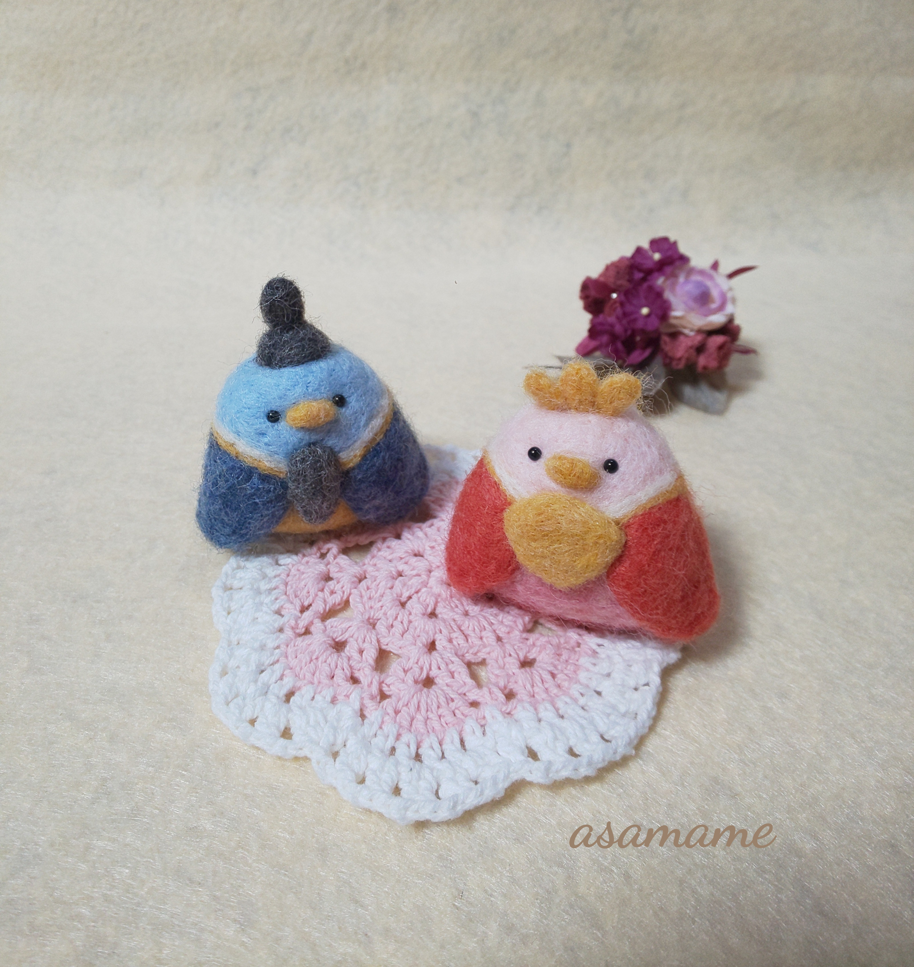 つぶらな瞳のペンギンさん 雛人形 ひな人形 羊毛フェルト ひなまつり