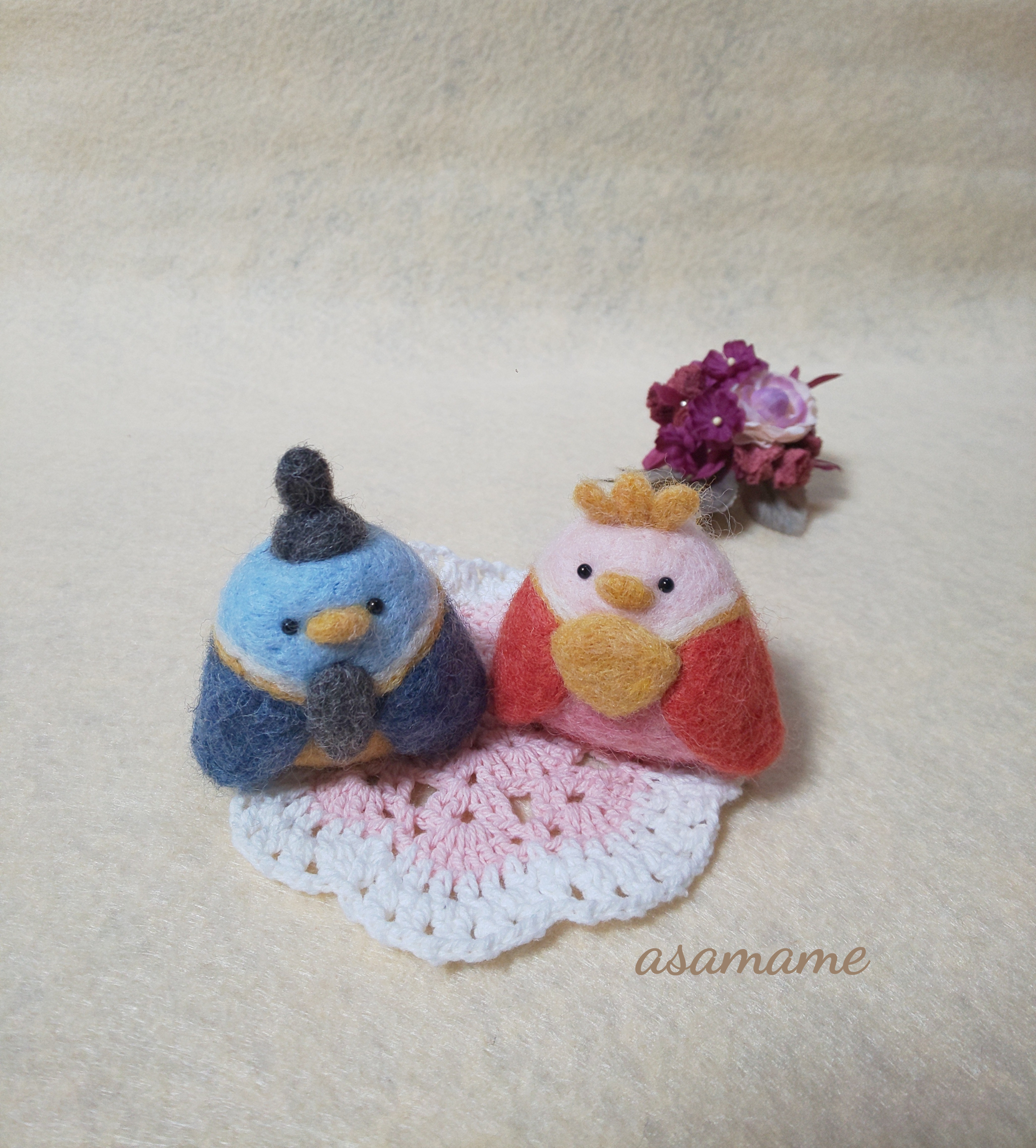 つぶらな瞳のペンギンさん 雛人形 ひな人形 羊毛フェルト ひなまつり