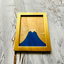 縁起物絵画「富士山と日の出　R」大・油彩・原画・額装・壁掛け・独立スタンド付き 6枚目の画像
