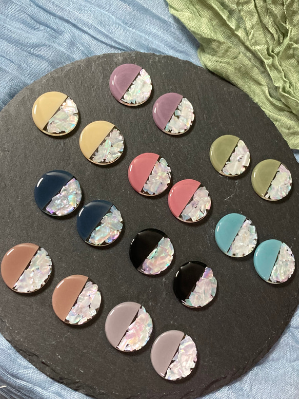 数量限定】くすみカラー シェル ヘアゴム 2本セット レジン ヘア