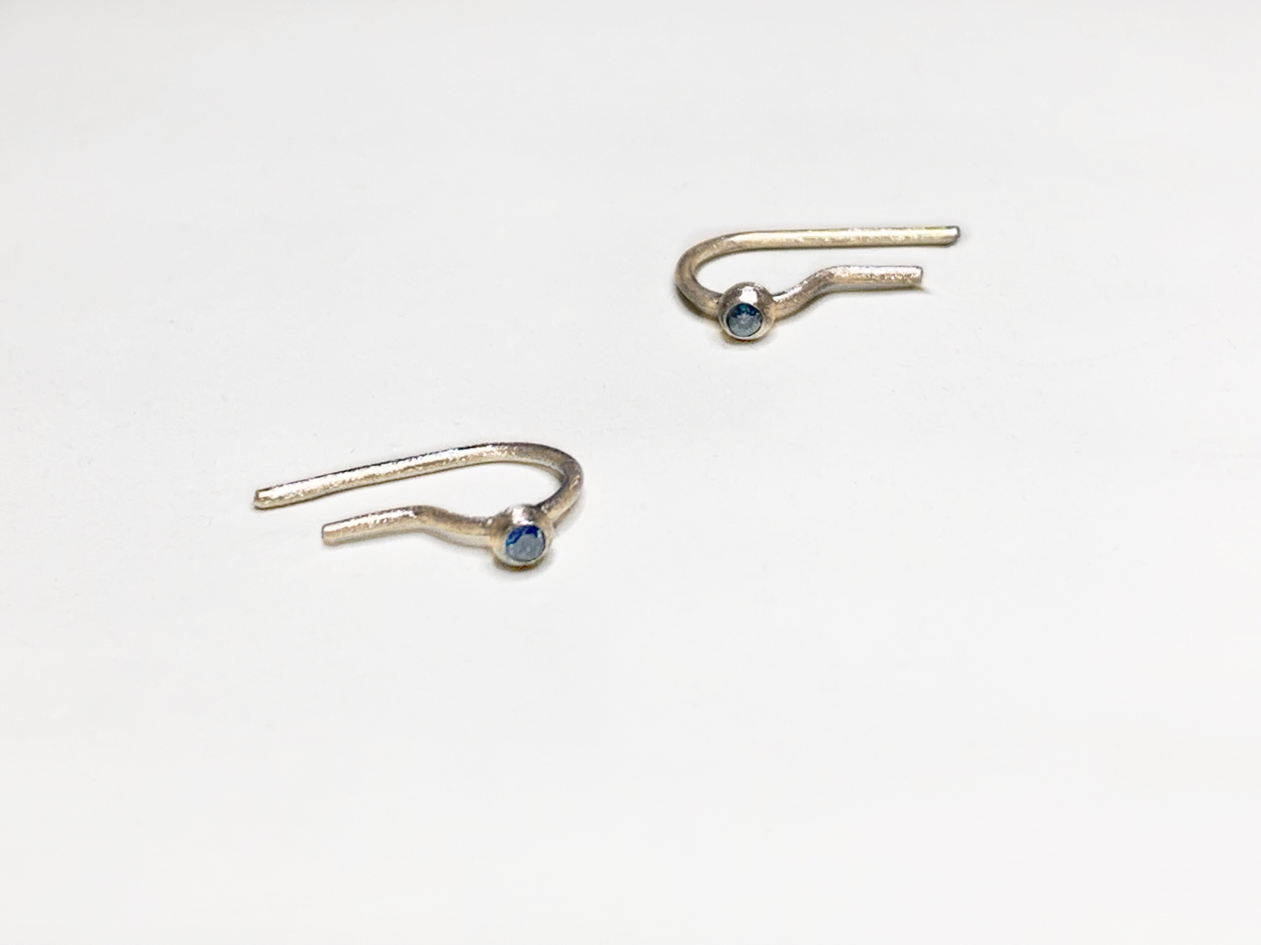 k18 Blue Diamond KeyHook ピアス/受注制作天然石