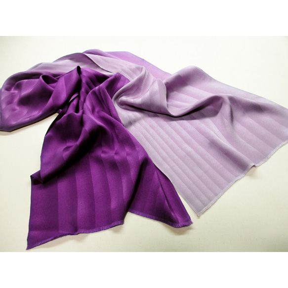 シルクストール（ボカシ染・縦模様織り）（赤紫色濃淡） 6枚目の画像