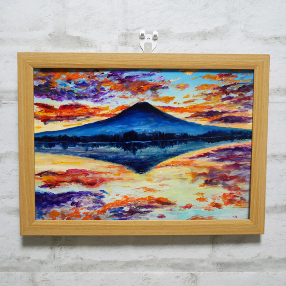 油絵 絵画 【水面に映る富士山】 1枚目の画像
