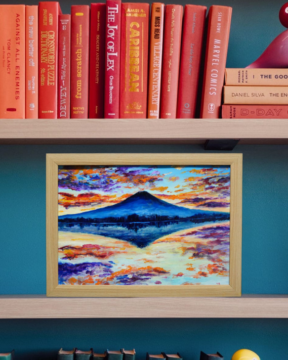油絵 絵画 【水面に映る富士山】 10枚目の画像