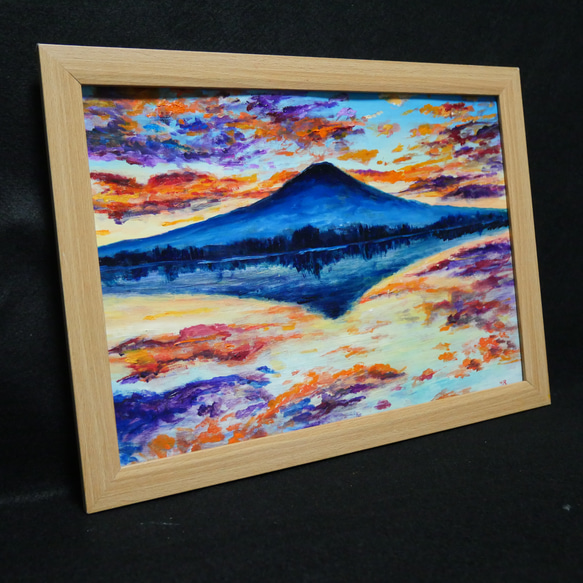 油絵 絵画 【水面に映る富士山】 6枚目の画像